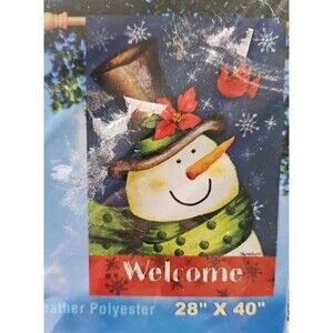 SNOWMAN WELCOME - Breeze Art Premium Standard Flag 28x40  NEW